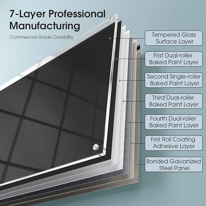 MaxGear Glass Whiteboard Wall Mounted, Frameless Magnetic Dry Erase Board - Image 7