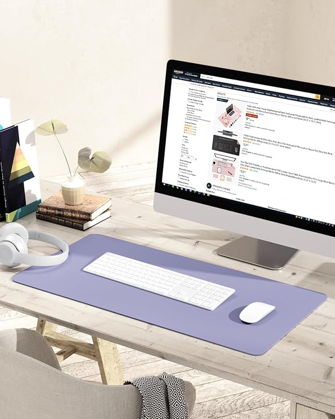 YSAGi Non-Slip Leather Desk Pad, Waterproof Laptop Computer Desk Keyboard Mat - Image 6