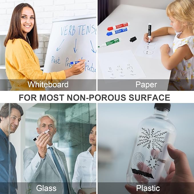 SUQJOY Dry Erase Markers, Bulletl Tip Whiteboard Markers, Low Odor Thick Dry - Image 5