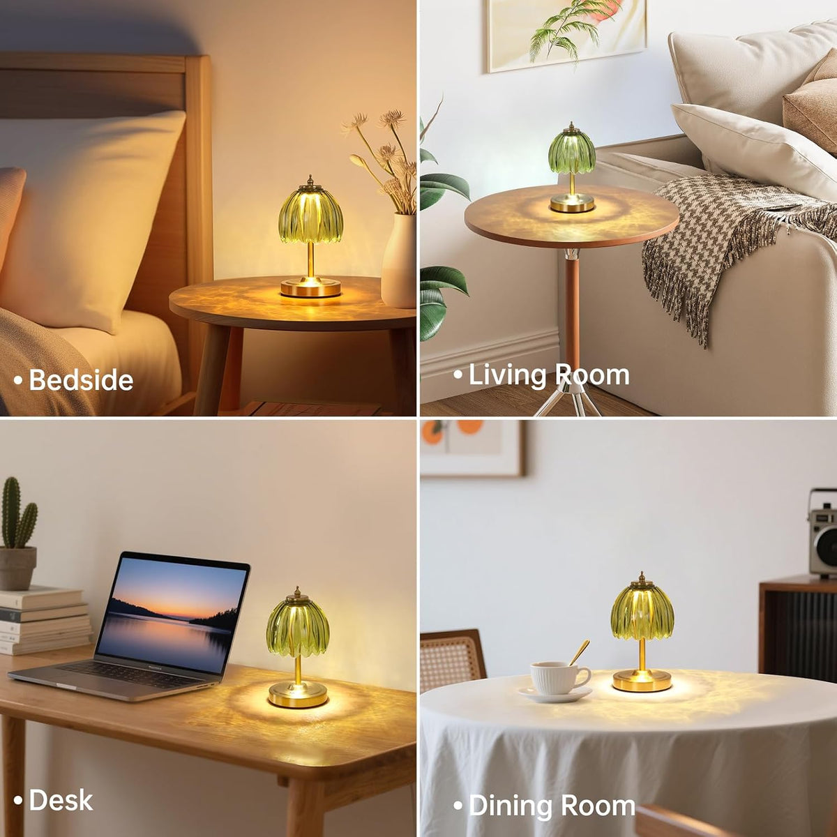 Shenmoyl Tulip Small Table Lamp, 5200mAh Cordless Touch Control Mini Table La...