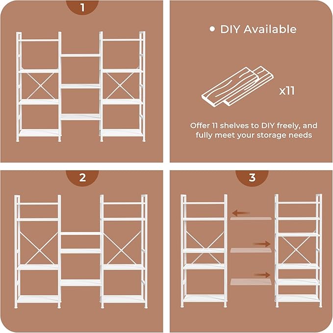 SUPERJARE Triple 4 Tier Bookshelf, Bookcase - Image 9