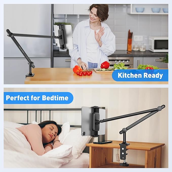 AboveTEK Tablet Stand Holder for Desk & Bed, Aluminum iPad Holder Arm - Image 5