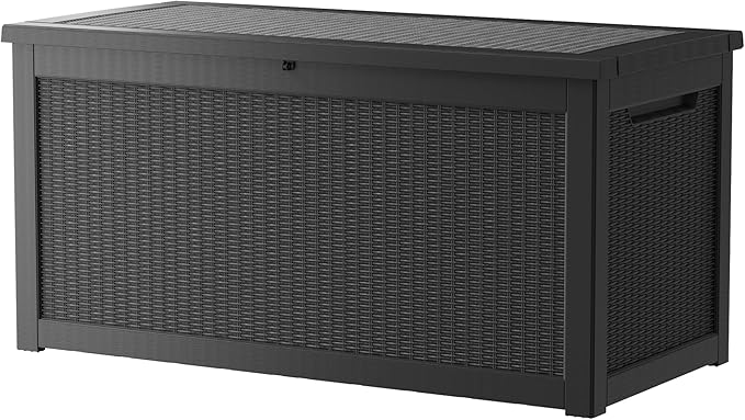 TARKARI 320 Gallon Lockable Resin Deck Box, Waterproof & UV-Resistant Outdoor by Home