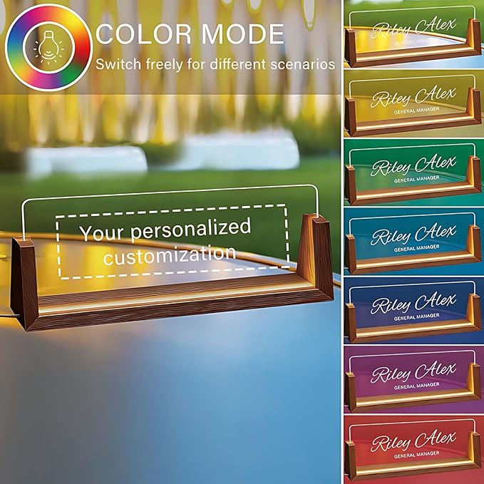 Custom Office Name Plate, Personalized Light Up Desk Sign - Image 5