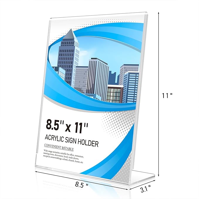 Eocnrhe Acrylic Sign Holder 8.5 x 11 6 Pack, Double-Sided Clear Sign Holder - Image 3