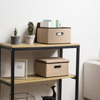 PRANDOM Storage Bins with Lids Jute Fabric Foldable Storage Boxes Organizer - Image 2