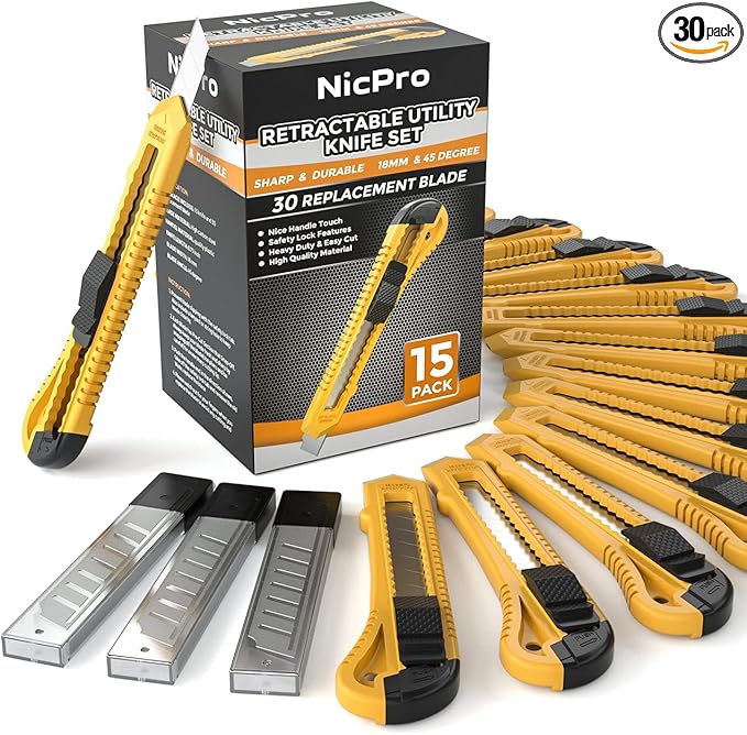 Nicpro 15 Pack Utility Knives by Nicpro