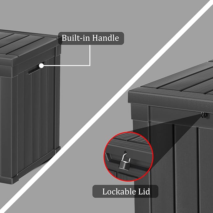 PATIOEASY 50GAL Deck Box Black, Waterproof Resin Outdoor Storage - Image 4