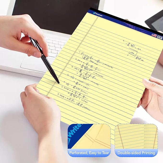 WritePads Legal note pads 8.5"x14" Legal Pads, Wide Ruled, Canary Paper - Image 7