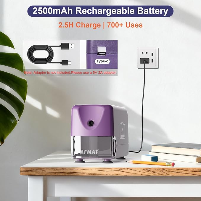 AFMAT Electric Pencil Sharpener Heavy Duty, Cordless & Rechargeable, Classroom - Image 6