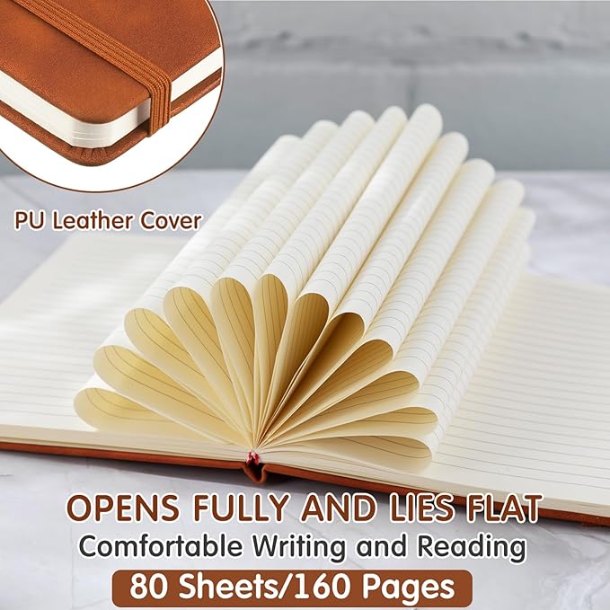 Qeeenar 24 Pack Leather Notebook Journals Bulk 5.7" x 8.3" Harder Cover A5 - Image 3