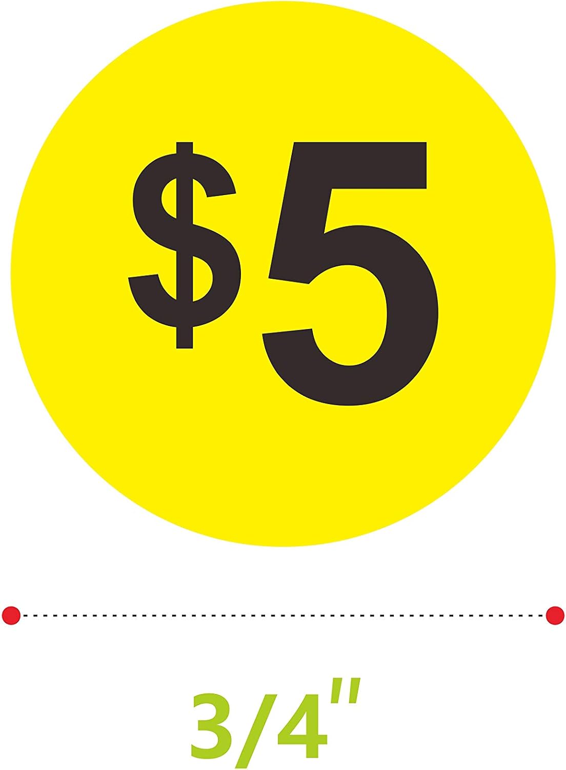 3840 PCs Garage Sale Flea Market Prepriced Pricing Stickers in Bright Colors (Yellow/Red/Green/Cyan), 3/4"in Diameter
