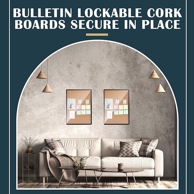 Cholemy Enclosed Bulletin Lockable Cork Case Notice Board 48 x 36 Inch - Image 6