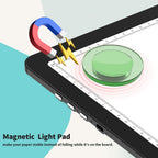 elice rechargeable a4 light pad with carry bag on a desk or shelf