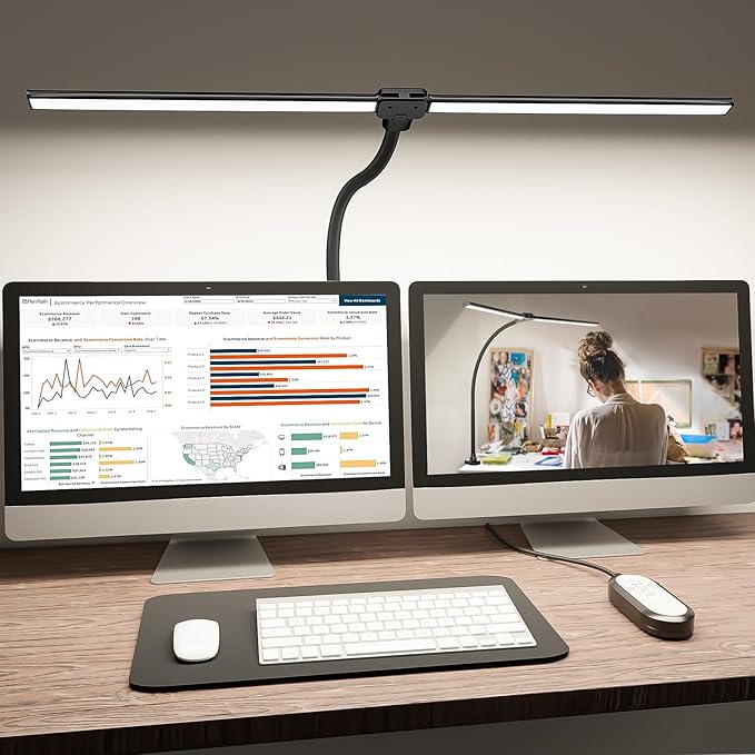 ShineTech LED Desk Lamp for Home Office, 4000K Neutral White Double Head by ShineTech