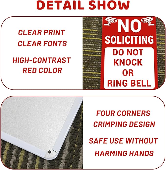 No Soliciting Sign for House/Home, Metal Yard Sign for Front Door, Perfect - Image 4
