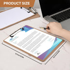 2 Pack Hardboard Office Clipboard, Letter-Size Clipboard with Low Profile Clip, Classic Clip Boards, 9" x 12.5" Wood Clipboards for Office, School, Hospital Supplies, Brown