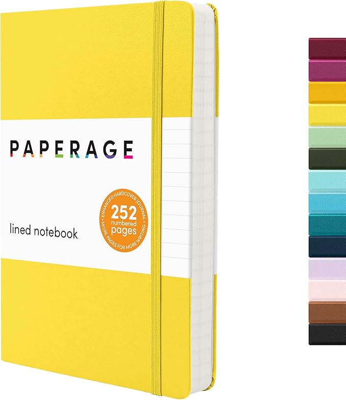 PAPERAGE Lined Journal Notebook, 252 Pages, Medium 5.6 in x 8 in by PAPERAGE