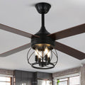 52" farmhouse rustic caged chandelier fan with light, main product view