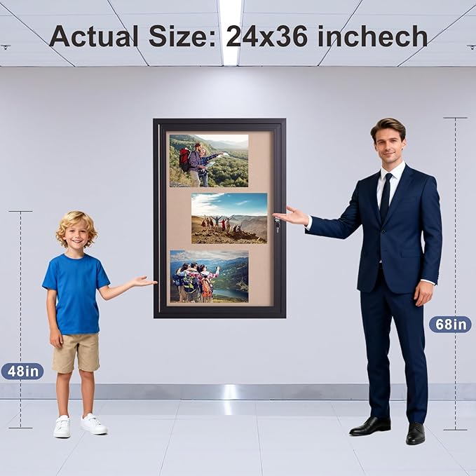 36x24 Inch Lockable Enclosed Bulletin Board, Weather-Resistant Outdoor - Image 5