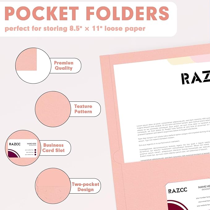 Two Pocket Folders, RAZCC 50 Pack 2 Pocket Folders Fit Letter Size Paper - Image 3