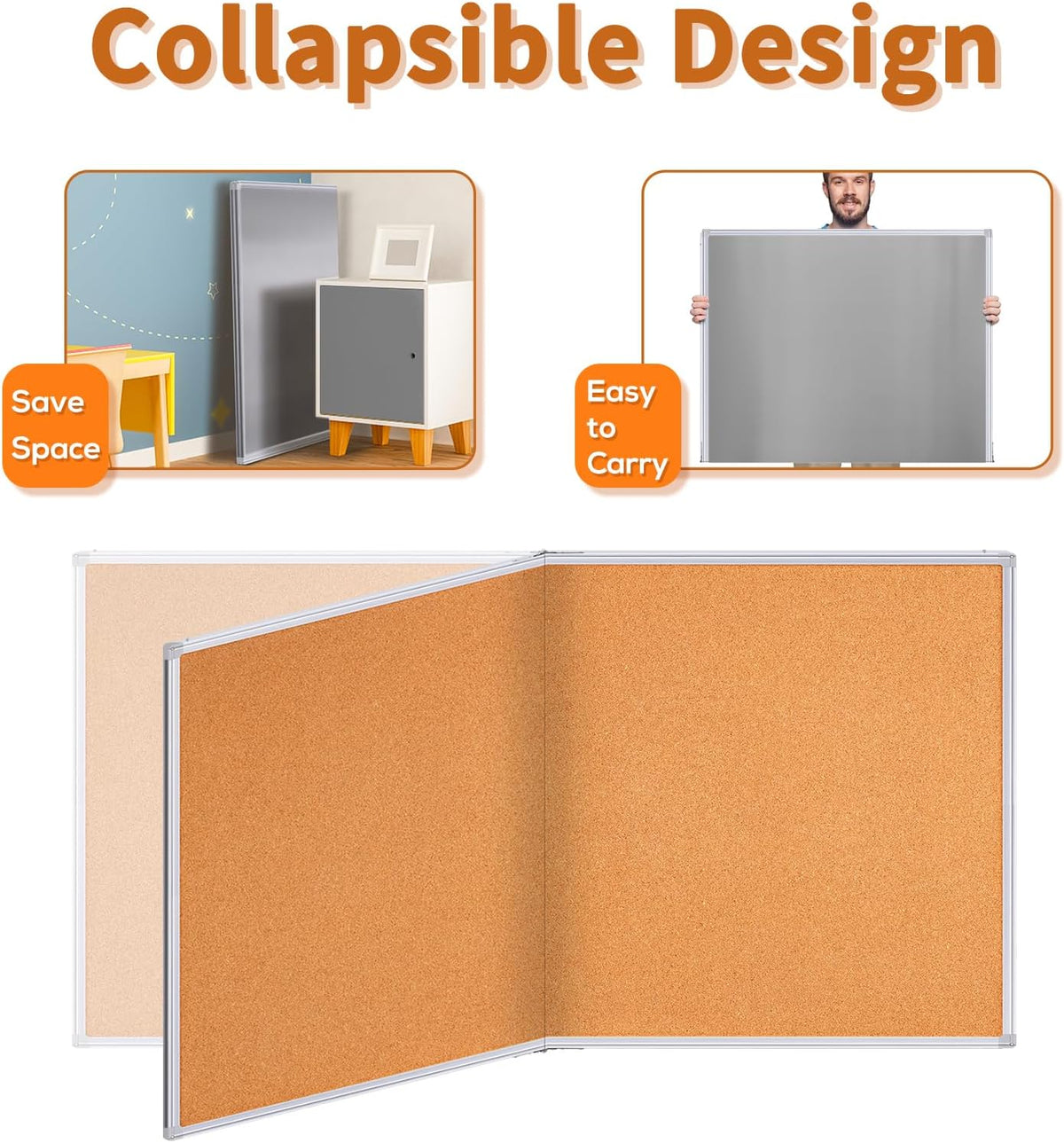 Maxtek Cork Board 96 x 48 in, Large Bulletin Board for Wall Aluminum Framed