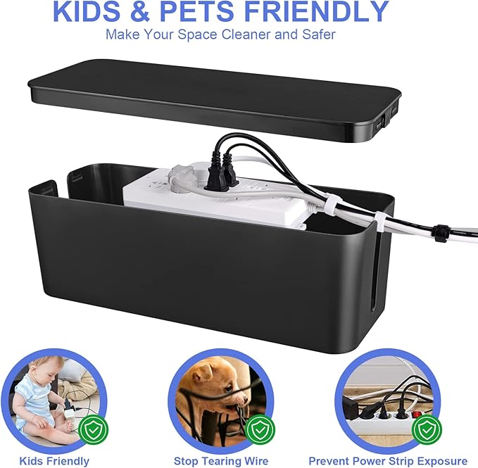 Cable Organizer Box Set of Three, Power Cover Cord Holder Surge Protector - Image 5