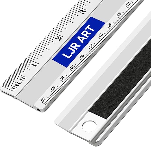 LJR ART 12 Inch Aluminum Cutting Ruler, Dual Scale Inch/Metric Measuring Tool by Unknown