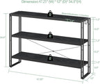 HCHQHS Bookshelf, 3-Tier Industrial Bookcase, Freestanding Horizontal - Image 3