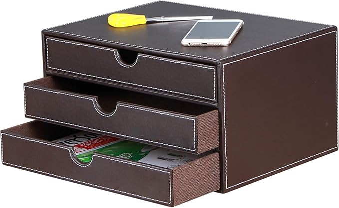 RHCSZ Stackable 3-Drawer Desk Organizer, Executive Office Supplies Desktop - Image 2