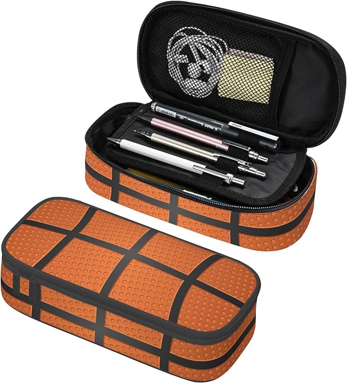Basketball Ball Texture Pencil Case Big Capacity Storage Pencil Pouch by HKHEHOP