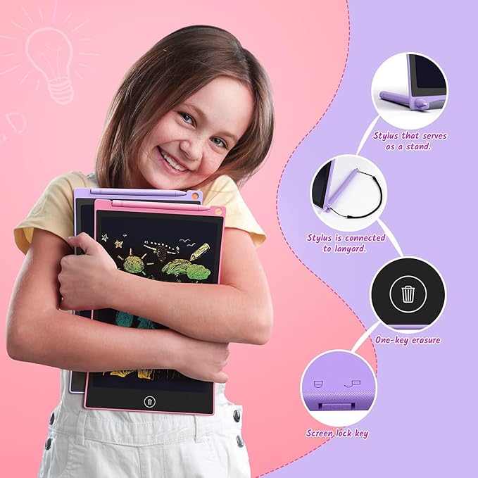 TECJOE 2 Pack 10 Inch LCD Writing Tablet, Colorful Doodle Board Electronic - Image 2