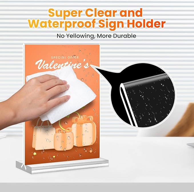 Acrylic Sign Holder 8.5x11, 10 Pack Clear Table Plastic Vertical Clear Double - Image 4