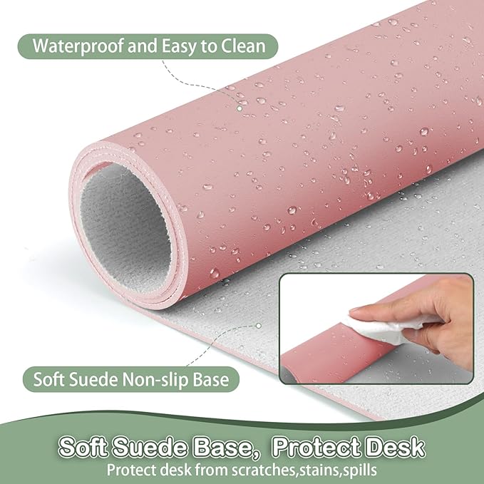 Boutilon Leather Desk Pad Protector, Non-Slip Mouse Pad, Laptop Desk Pad - Image 4