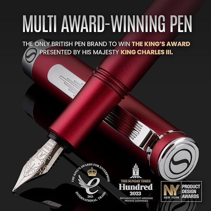 Scriveiner Luxury EDC Fountain Pen, Stunning Matt Red Pocket EDC - Image 2