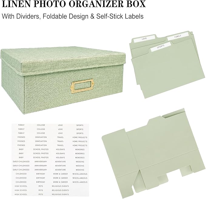 Sprsthai Linen Photo Storage Box – Holds 1700 Photos, 24 Adjustable Dividers & - Image 6
