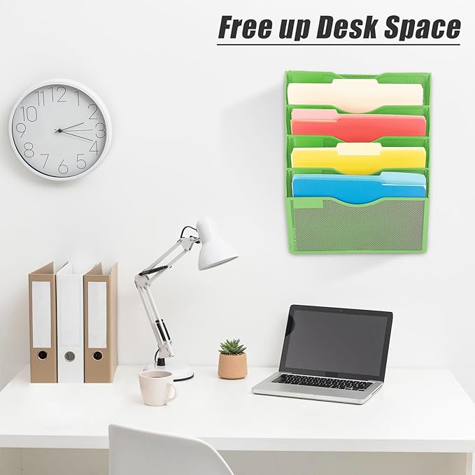 EASEPRES 5 Pocket Mesh Hanging Wall File Organizer, Wall Mounted Mail Paper - Image 7
