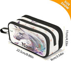 BOENLE Custom White Horse Butterflies Pencil Case Box Boys Girls Personalized - Image 4
