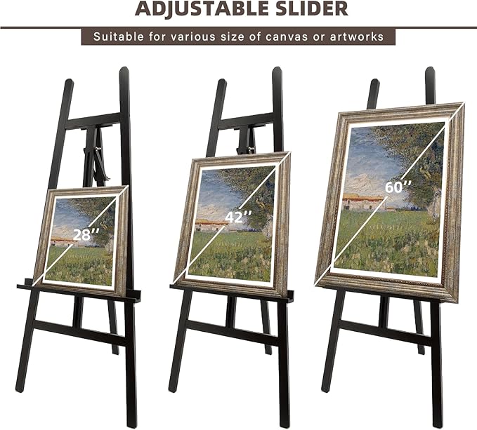 Stuelloaf Large A-Frame Wooden Painting Display Black Easel, Large Adjustable - Image 6