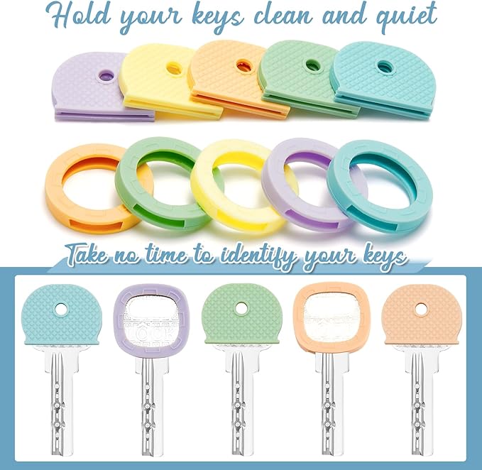 Blulu 80 Pieces 1Inch Colored Key Covers Caps Tags Covers Set Plastic Key Color - Image 5