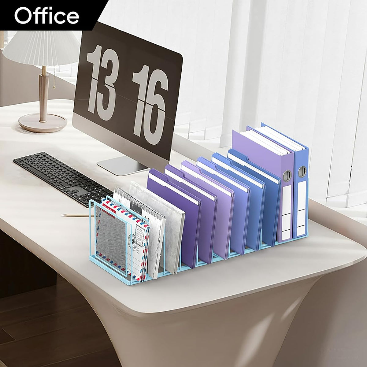 File Organizer for Desk, 11-Section Vertical File Sorter, Paper Holder Organi...