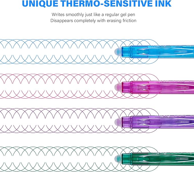 ParKoo Retractable Erasable Gel Pens Clicker, Fine Point, No Need - Image 9