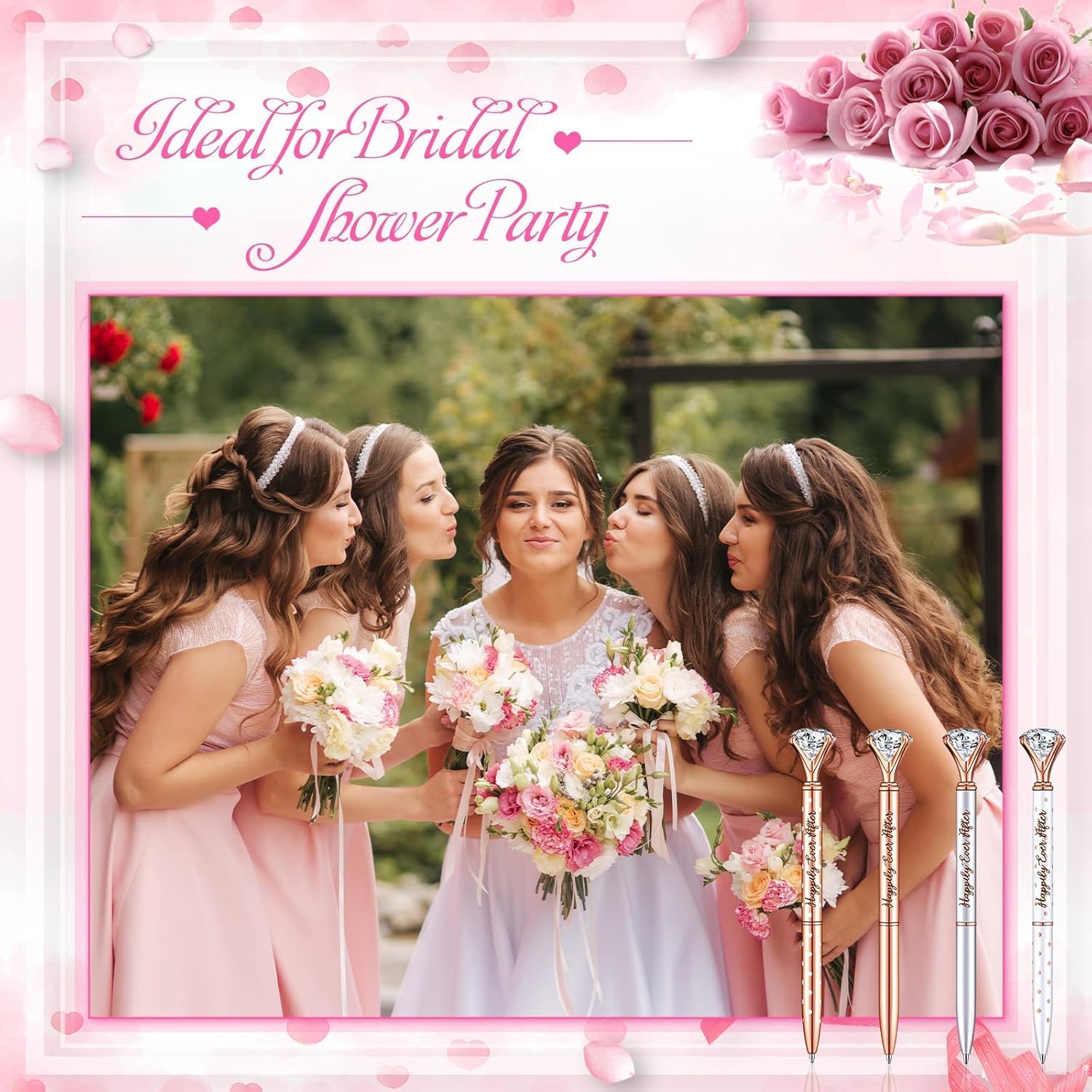 Yexiya 4 Pcs Bridal Shower Gifts Wedding Diamond Pens for Guests