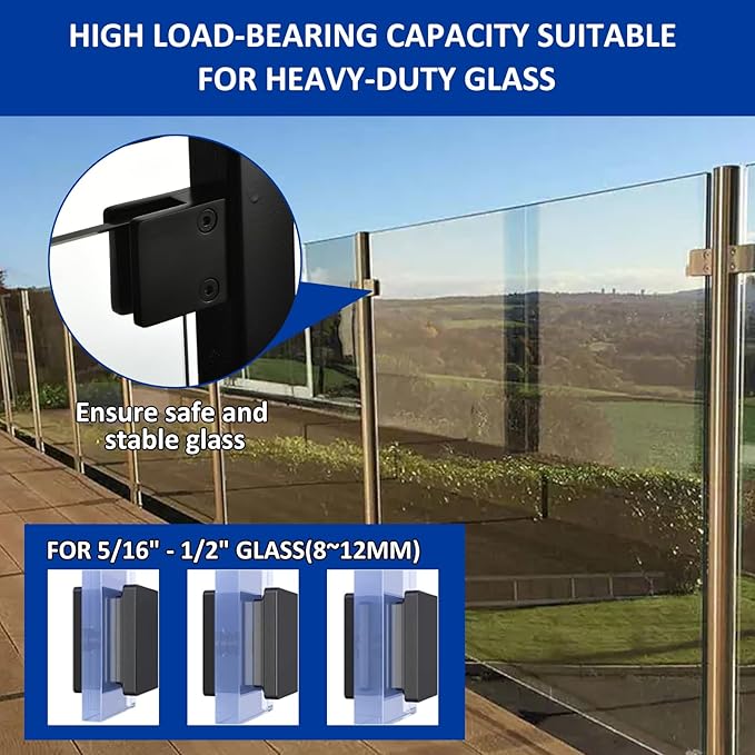 Glass Clamp－4PCS Adjustable Glass Shelf Bracket, 1/3 "-1/2 " 304 Stainless - Image 3