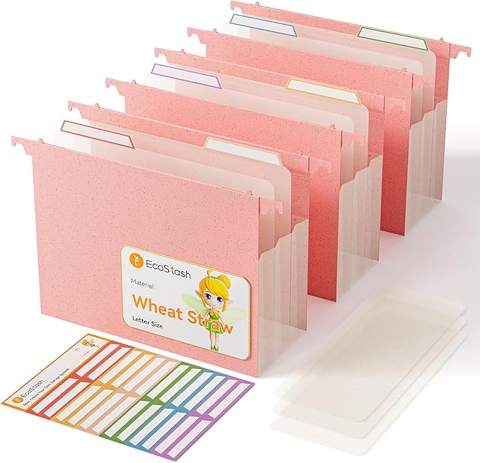 EcoStash Extra Capacity Hanging File Folders, 4.72" Reinforced Wheat Straw by EcoStash