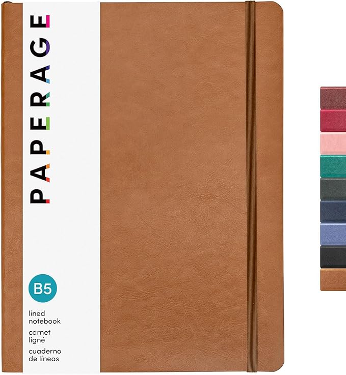 PAPERAGE Softcover Lined Journal Notebook, 176 Pages, Large B5 College Ruled by PAPERAGE