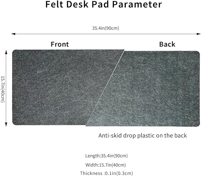 DAWNTREES Non-Slip Felt Desk Mat, 35.5 x 15.7 Inches Large Desk Pad Protector - Image 3