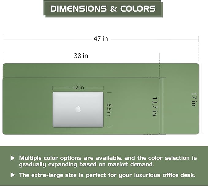 Aothia Leather Desk Pad Protector, Office Desk Mat, Large Mouse Pad, Laptop - Image 3