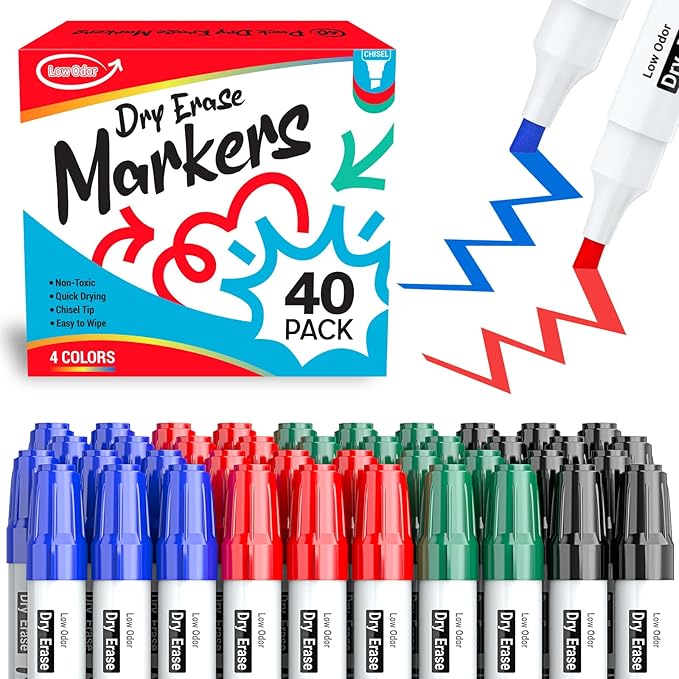 ANYUKE Low Odor Dry Erase Markers, Chisel Tip Whiteboard Markers Non-Toxic by ANYUKE