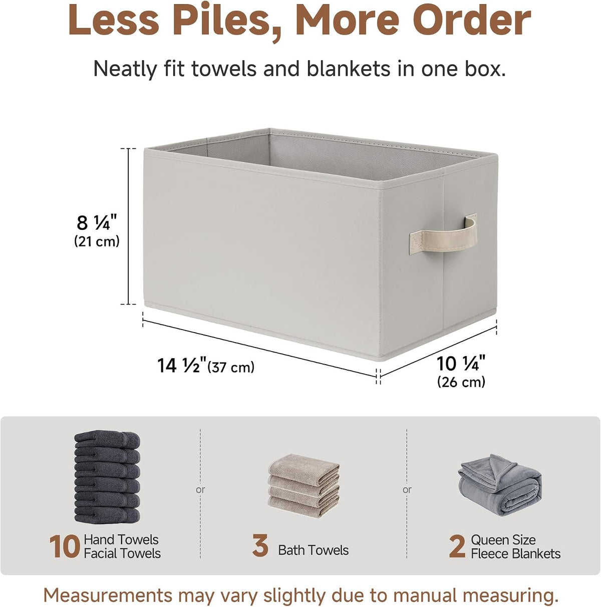 StorageWorks Closet Storage Bins, Pale Gray, Large, 3-Pack